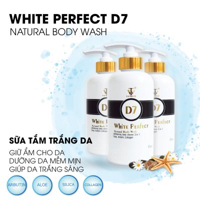 WHITE PERFECT D7 NATURAL BODY WASH SỮA TẮM TRẮNG DA 3 TRONG 1